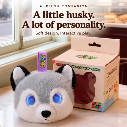Pocket AI Plush Companion - Husky, Gray & White; one toy in the selected style