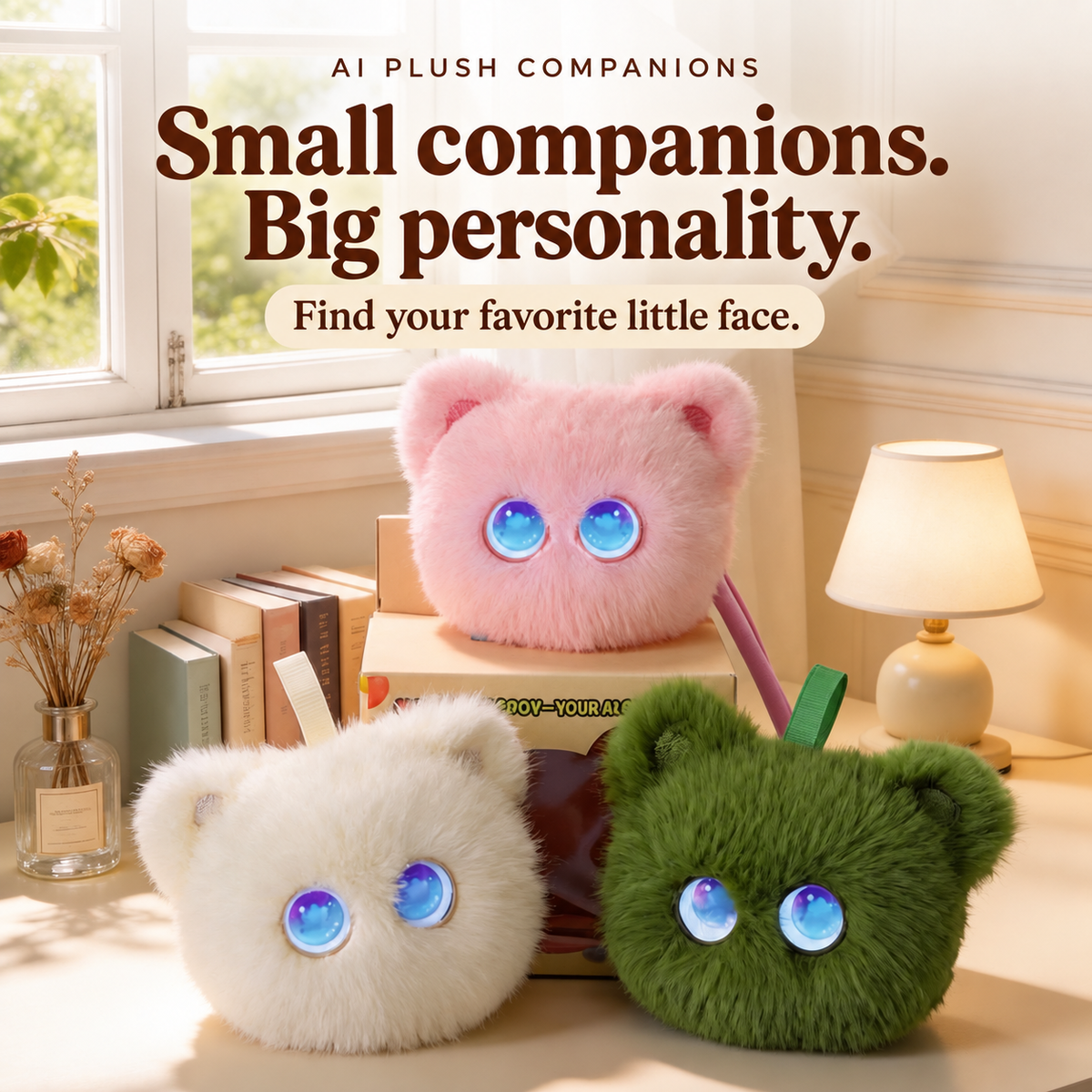 Pocket AI Plush Companion cat collection in five colors