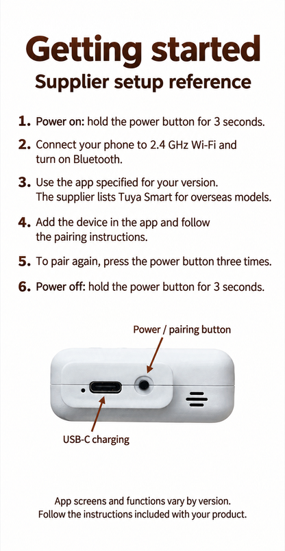 Pocket AI Plush Companion setup guide for Tuya Smart and 2.4 GHz Wi-Fi